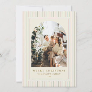 Großmillennial-Weihnachtsstreifen-Bogen-Foto Feiertagskarte