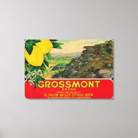 Großmont Lemon LabelEl Cajon, CA Leinwanddruck (Vorderseite)