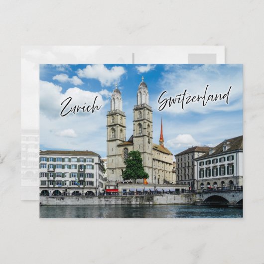 Grossmunster Kirche in Zürich Schweiz Postkarte (Vorne/Hinten)
