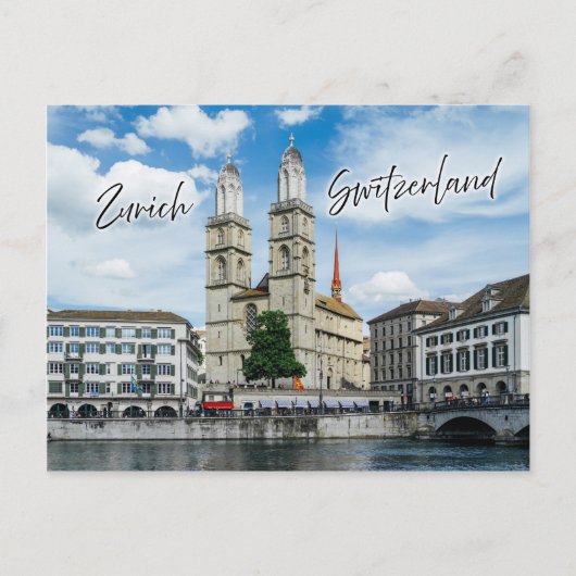 Grossmunster Kirche in Zürich Schweiz Postkarte (Vorderseite)