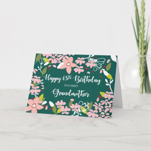 Großmutter 65. Geburtstag Grüne Blume Karte (Vorderseite)