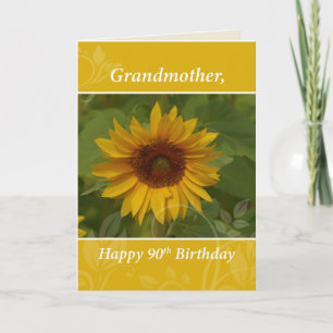 Großmutter 90. Geburtstag mit Sonnenblume Karte