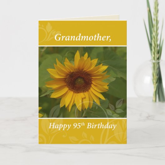 Großmutter 95. Geburtstag mit Sonnenblume Karte (Vorderseite)