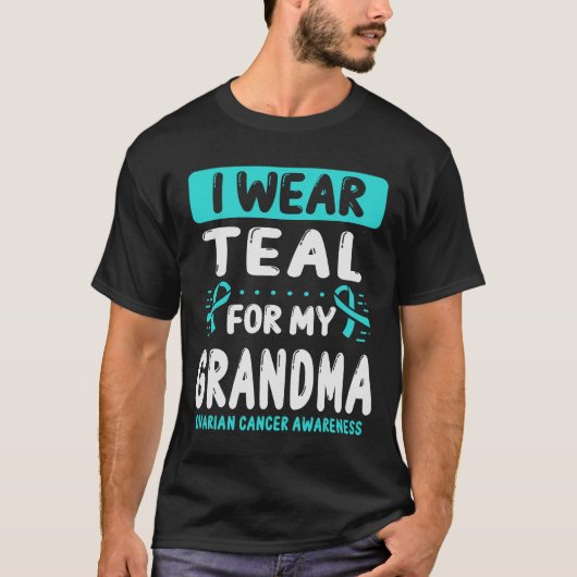 Großmutter Aquamarin Ribbon Großmutter Ovarialkarz T-Shirt (Vorderseite)