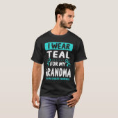 Großmutter Aquamarin Ribbon Großmutter Ovarialkarz T-Shirt (Vorne ganz)