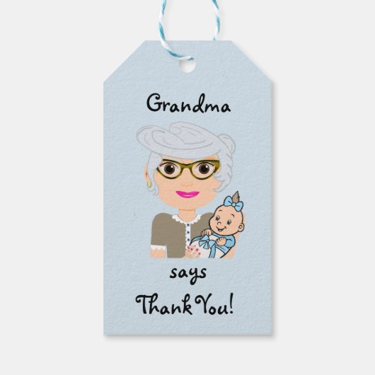 Großmutter-Baby-Duschgeschenk-Tag Geschenkanhänger (Rückseite)