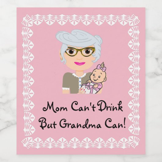 Großmutter-Babydusche Weinetikett (Einzelnes Label)