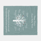 Großmutter-Baum, 8 Namen u. Daten, weiß auf Blau Fleecedecke (Vorderseite (Horizontal))