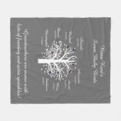 Großmutter-Baum, 8 Namen u. Daten, weiß auf Grau Fleecedecke (Vorderseite (Horizontal))