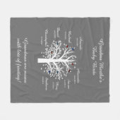 Großmutter-Baum, 8 Namen u. Daten, weiß auf Taupe Fleecedecke (Vorderseite (Horizontal))