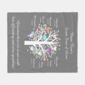 Großmutter-Baum (Herzen), weiße/des Grau-8 Namen Fleecedecke (Vorderseite (Horizontal))