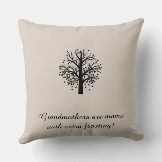Großmutter-Baum, schwarz auf Ecru, 8 Namen u. Kissen (Rückseite)