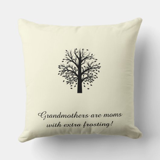 Großmutter-Baum, schwarz auf Vanille, 8 Namen u. Kissen (Rückseite)