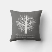 Großmutter-Baum, weiß auf Grau, 8 Namen u. Daten Kissen (Rückseite)