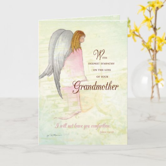 Großmutter Beileid Angel Karte (Gelbe Blume)