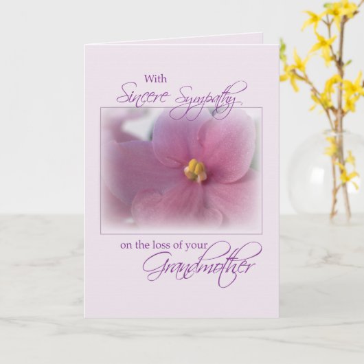 Großmutter, Beileid, Lilac Karte (Gelbe Blume)