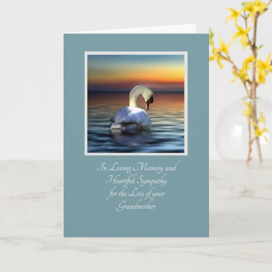 Großmutter Beileid mit Schwan im Sonnenuntergang Karte (Gelbe Blume)