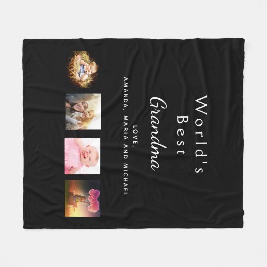 Großmutter Best Oma Foto Collage Fleecedecke (Vorderseite (Horizontal))