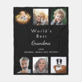 Großmutter Best Oma Schwarzes Foto Fleecedecke (Vorderseite)