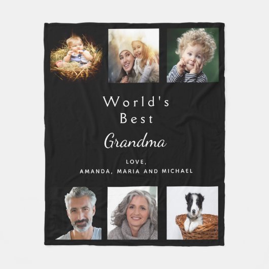 Großmutter Best Oma Schwarzes Foto Fleecedecke (Vorderseite)
