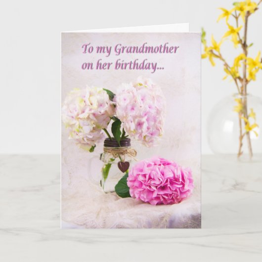 Großmutter Birthday Pink Hydrangeas Card Karte (Gelbe Blume)