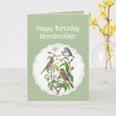Großmutter Birthday Song Sparrows, Niedliche Vögel Karte (Gelbe Blume)