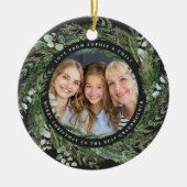 Großmutter Blattkranz Foto Weihnachtsschwarz C Keramik Ornament (Vorne)