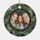 Großmutter Blattkranz Foto Weihnachtsschwarz C Keramik Ornament (Hinten)