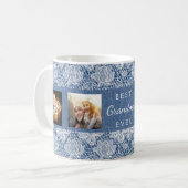 Großmutter blauer Denim-Spitzen-Foto-Collage Kaffeetasse (Vorderseite Links)