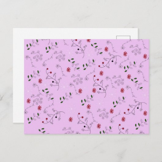 Großmutter-Blumengartenmuster Feiertagspostkarte (Vorne/Hinten)