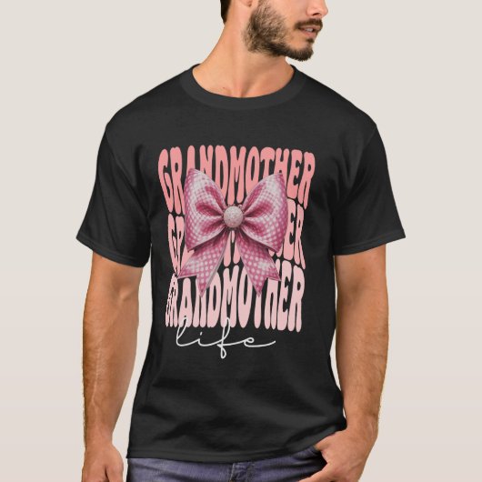 Großmutter Coquette Bow Pink Niedlich Großmutter M T-Shirt (Vorderseite)