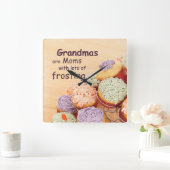 Großmutter Cupcakes Muttertag, Square Gift Quadratische Wanduhr (Zuhause)