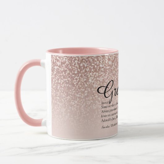 Großmutter Definition Rose Gold Glitzer Tasse (Links)