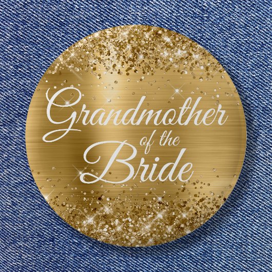 Großmutter der Braut Glänzende Goldfolie Button