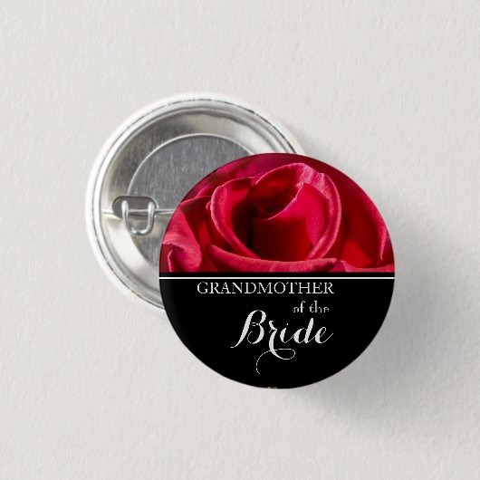 Großmutter der Braut-Hochzeits-Roten Rosen Button (Vorne & Hinten)