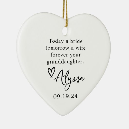 Großmutter der Braut Hochzeitsgeschenk Keramik Ornament (Rechts)