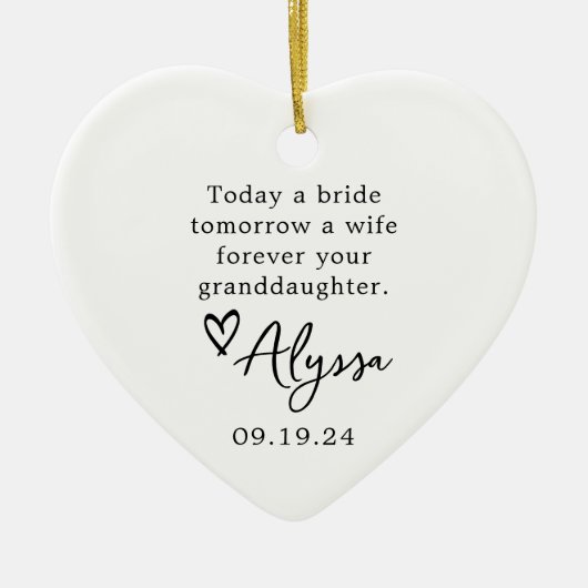 Großmutter der Braut Hochzeitsgeschenk Keramik Ornament (Vorne)