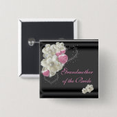 Großmutter der Braut Weiß, Rosa und Schwarz Button (Vorne & Hinten)