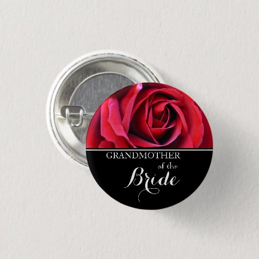 Großmutter der Brauthochzeit-Rote Rose Button (Vorne & Hinten)