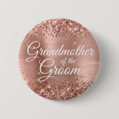Großmutter der Groom Glittery Rose Goldfolie Button (Vorderseite)