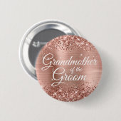 Großmutter der Groom Glittery Rose Goldfolie Button (Vorne & Hinten)
