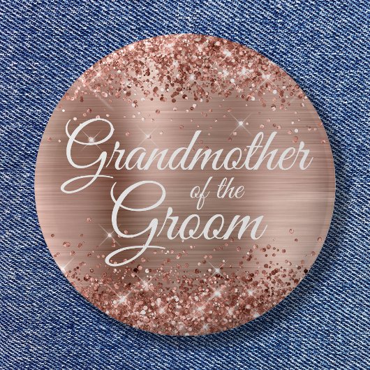 Großmutter der Groom Glittery Rose Goldfolie Button