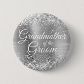 Großmutter der Groom Glittery Silberfolie Button (Vorderseite)