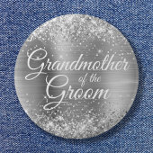 Großmutter der Groom Glittery Silberfolie Button
