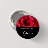 Großmutter der Groom-Hochzeit-Rote Rosen Button (Vorne & Hinten)