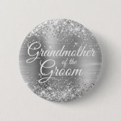 Großmutter des Bräutigams Glänzende Silberfolie Button (Vorderseite)