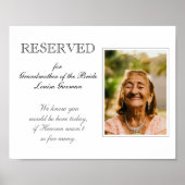 Großmutter des Fotos "Bride Reserved Seat Memorial Poster (Vorne)