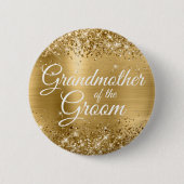 Großmutter des Groom Glittery Gold Foil Button (Vorderseite)