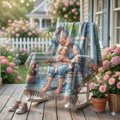 Großmutter Enkelin Veranda Umarmung Decke