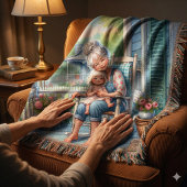 Großmutter Enkelin Veranda Umarmung Decke